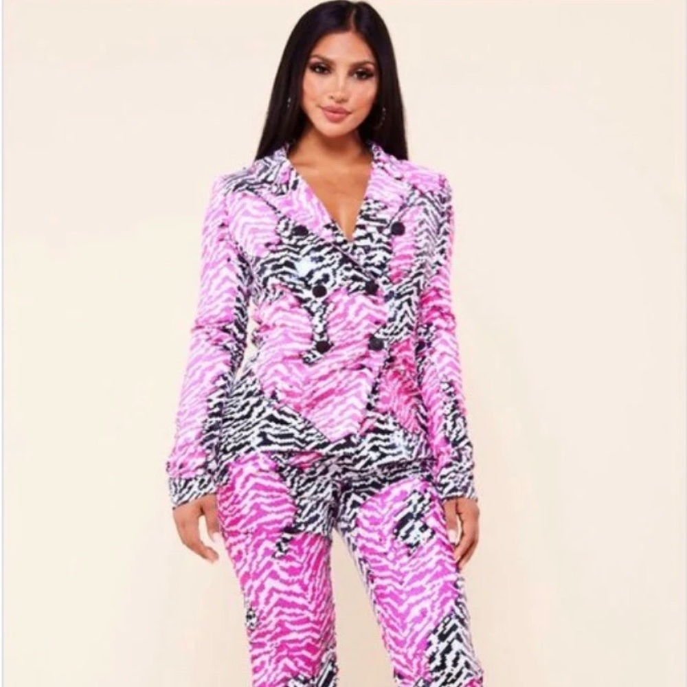 Never Worn Zebra Print Blazer and Pants Set (NWOT)